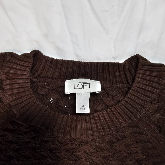 Ann Taylor Loft Brown Knit Pull Over Sweater Medium - Picture 3 of 4